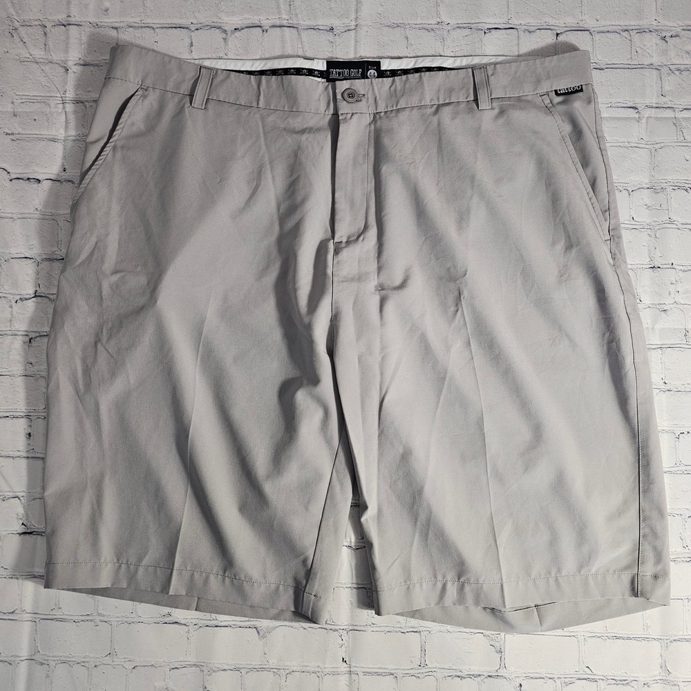 Tattoo Golf Performance Men's Gray‎ Flat Front Golf Shorts Size 44 Skull Logo